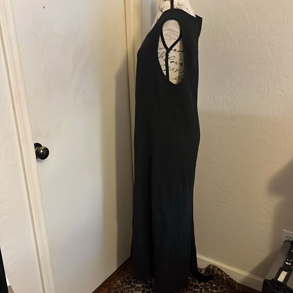 Eileen Fisher Black Made Of Italian Fabric Long Dress Feminine Contemporary - Picture 2 of 12